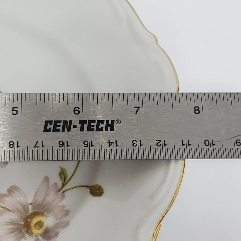 Mitterteich Salad Plates  7.5in White Floral Daisy Bell Gold Trim Lot of 6